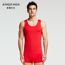 Mr. adore 17AW open shipping red pint men Modale Brief about red autumn and winter hurdle vests NS11A671