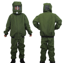 Honghao split thickened fine canvas sandblasting suit Protective suit sandblasting cap sand coat spray suit Paint suit