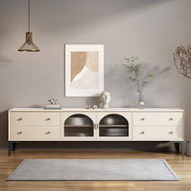 Italian Type Rock Plate TV Cabinet Tea Table Composition Solid Wood Modern Minima Small Household Type Advanced Sensation Baking Lacquered Living-room Locker