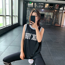 Shan non-dry loose sports T-shirt sleeveless vest gym training Jersey students wear blouse women