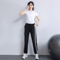 Sports suit womens two-piece set yoga suit gym training running quick dry professional fitness clothes morning running suit summer