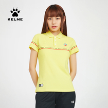 KELME Kalmei womens casual sports polo shirt short sleeve letter print top yellow age T-shirt summer