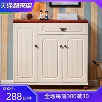 American shoe cabinet door entrance entrance cabinet Mediterranean cabinet locker Simple solid wood balcony storage locker