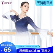 Classical practice suit Female elegant hot diamond national Chinese dance yarn dress Adult body gradient body rhyme yarn performance suit