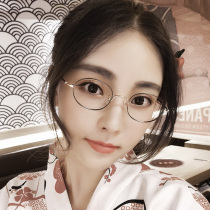 Pure titanium glasses Ultra-light small frame glasses female myopia Japanese fresh tortoiseshell oval retro metal thin frame height number