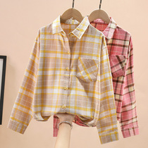 Girl Long Sleeve Shirt Autumn Winter Clothing Children Plaid Shirt Foreign Air Large Girl Girl Pure Cotton Jacket Blouse Tide