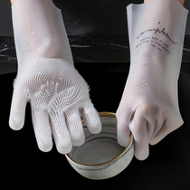 Silicone plastic winter dish brush gloves women fashion housework thin patch men increase bath gloves waterproof