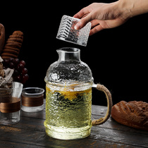Japan-style Hammer Pattern Glass Water Bottle Kettle Suit Home High Temperature Resistant Living Room Hospitality Tea Cup Hemp Rope Kettle heat resistant