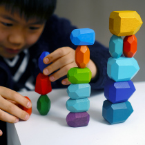 Net red Nordic wooden stacked Music color stone stacked high creative decompression childrens brain intelligence concentration toys