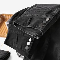 Second change leg shop owner real push super soft high elastic slim thin leg straight autumn winter pipe denim small black pants