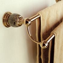 Rose gold all copper double rod light luxury wind towel rack bathroom pendant bathroom towel bar non-perforated