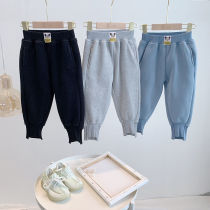 2021 Winter wear New plus velvet childrens sports pants girls Haren pants childrens foreign style trousers baby pants