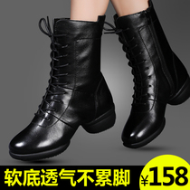 Autumn and winter dance shoes womens soft soled leather adult square dance boots New High Jazz sailor dancing shoes