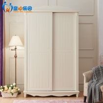 Childrens two-door wardrobe Push-pull sliding door small apartment solid wood boy girl princess cabinet Bedroom two-door wardrobe