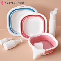 Jielia foldable washbasin dormitory home student laundry washbasin Portable Travel large and small plastic basin