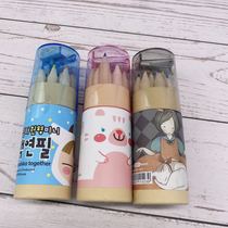 Korean stationery color Kraft paper tube Pencil 12 color 12 with pencil sharpener