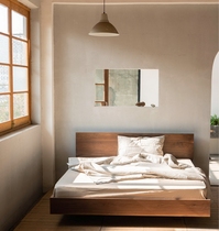 MUMO wood ink suspended bed Nordic black walnut cherry red oak solid wood modern simple double bed bedroom environmentally friendly