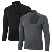 Spring and autumn mens outdoor sports semi - zip grab jacket collar warm and long - sleeve T - shirt