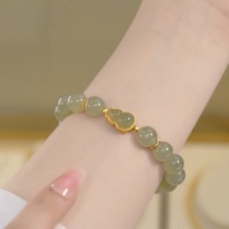 Flu Natural and Tian Yu Bracelet Gold-set jade-set jade-piece string lightly luxurious lady jewelry gift