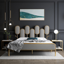 Nordic wrought iron bed Double bed Princess bed 1 8 meters gold ins net red iron bed Simple modern childrens iron frame bed