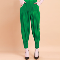 2021 summer thin section Miyake pleated pants high-end casual Halterneck pants women loose radish pants bloomers