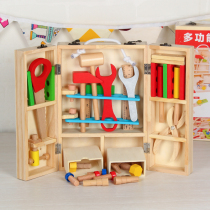 Childrens repair toolbox educational toy simulation disassembly and assembly woodworking box screw nut wooden boy playing House