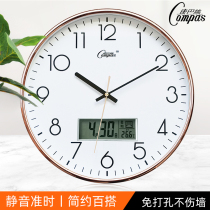 Kangba Wall Clock Living Room Mute Clock Simple Fashion Light Luxury Home Clock Sweeping Movement Wall Quartz Clock