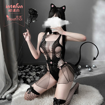 Mu sexy cat jumpsuit passion perspective sex stockings uniform teasing seduction lingerie set female 7430