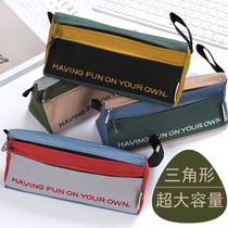 Canvas Pen Bag 2021 New Pop Large Capacity Boys High School Junior High School Pencil Case Lead Pencil Case Lead Pencil Case Boy Middle School High Face Value Junior High School Student Stationery Bag Pencil Bag