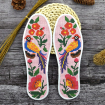 Hongyun rose cross stitch insole self-embroidered semi-finished red-billed cuckoo hand-embroidered seven-layer printed cotton cloth
