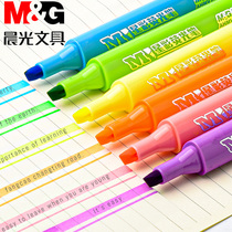 Morning glow highlighter Double-headed color bold stroke focus press mark mark students use to take notes Silver glow fluorescent flash hand account pen Candy color light color system set review set