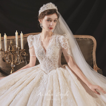 French main wedding dress 2021 new bride temperament court style luxury heavy industry high-end go out to welcome summer long tail