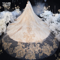 Wedding dress 202021 new bride golden wedding trailing veil ultra-long luxury luxury Ai Shi ni long main yarn