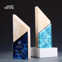 Marble crystal trophy custom custom honor medal souvenir Authorized lettering Annual meeting award gift