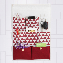 Cotton linen waterproof hanging bag mobile phone remote control containing hanging bag wall door rear storage bag wall-mounted finishing bag hanging pocket