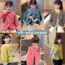 Girls heavy industry foreign jacket vest baby winter dress childrens leather wool suede top