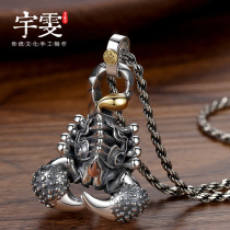Yuwen s925 sterling silver flame scorpion pendant Wrath Lotus Master dharma necklace Male tide trembling Valentines Day gift Female