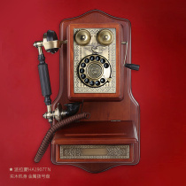 European style wall retro fixed line 1907 wall mounted antique telephone old antique rotary dial solid wood phone