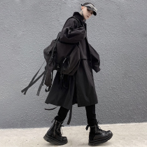 B030 dark wind abstinence is a long boy thin trench coat shirt Tide brand splicing design coat Cape