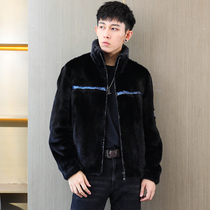 2021 Haining new imported mink coat whole mink stand lapel leather trend short coat male youth fur