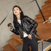 DIOJNTTK Zhang Ruonan same leather leather jacket coat 2021 New Autumn Winter Harbor wind Slim motorcycle leather jacket