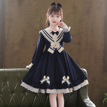  Girls  autumn dresses 2021 new summer Western style big childrens summer clothes Lolita Barbie childrens autumn skirts