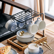 European breakfast cup creative personality Cup coffee cup set Milk Cup ceramic mug with spoon saucer tray
