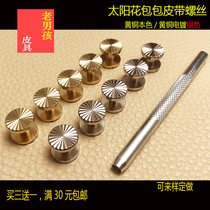 Sun Flowers Pure Copper Silver silver Luggage Leather with primary and secondary screw belt Belt Accessories Car Key Button Stud