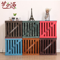 Solid wood storage box hanging basket box wooden storage box retro extra large glove box three-piece set with lid finishing box