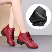 Four seasons New middle heel dance shoes adult leather black square dance shoes women sailors soft bottom modern dance shoes