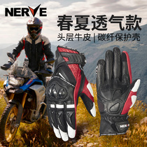  NERVE spring carbon fiber motorcycle gloves mens and womens motorcycle racing cowhide fall-proof breathable sweat-absorbing non-slip