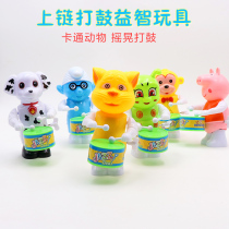 Hot selling childrens educational toys on the chain clockwork toys drum powder pig children holiday gift stall toys