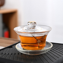 Japanese-style heat-resistant glass cover bowl tea cup thickened ceramic hand-grasping three-year-old cover bowl household tea bowl transparent tea toast