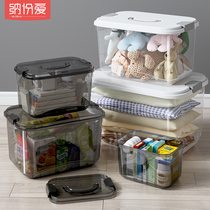 Storage box household large transparent finishing box toy storage box book snack plastic basket clothes storage box